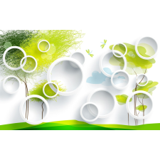  Media Nyomtatott tapéta, absztrakt fák és körök, 270 x 200 cm tapéta, díszléc és más dekoráció