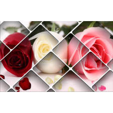  MÉDIA tapéta, piros, fehér és rózsaszín rózsák modell, 270 x 200 cm tapéta, díszléc és más dekoráció