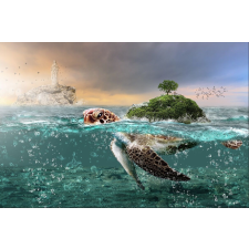  MÉDIA Tapéta, Tenger és teknős, 270 x 200 cm tapéta, díszléc és más dekoráció