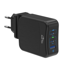 Media-Tech PD Smart Power 2x USB Type-C / 1x USB-A Univerzális Hálózati töltő - Fekete (65W) mobiltelefon kellék