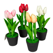 medvés Cserepes mű tulipán 22 cm dekoráció