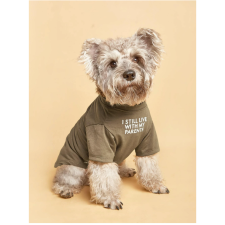  "Még mindig a szüleimmel élek" kutyapóló, barna, XL-es kutyaruha