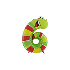MegaShape - 6-os szám alakú kígyós fólia lufi, 100 cm party kellék