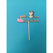  Megérkeztem, gólya lány babával fa tortabeszúró,tortadísz sütés és főzés