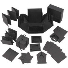 Meglepetés ajándékdoboz (explosion box), 7x7x7 cm + 12x12x12 cm, fekete ajándéktasak