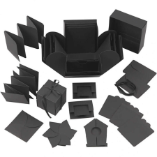 Meglepetés ajándékdoboz (explosion box), 7x7x7 cm + 12x12x12 cm, fekete ajándéktasak