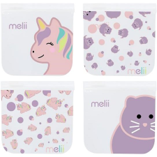 Melii Macska és Egyszarvú újrafelhasználható uzsonnás tasakok, 4 db uzsonnás doboz