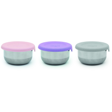 Melii Rozsdamentes acél, 89 ml, 3 darab, szilikon fedővel, rózsaszín/szürke (23910) papírárú, csomagoló és tárolóeszköz