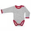 Melírszürke-piros hosszú ujjú baba body