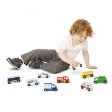  Melissa &amp; Doug Fa jármű, Városi autók, 9 db fajáték