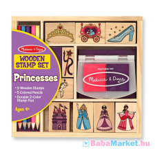 Melissa & Doug - Fa Nyomda Készlet Ceruzákkal, Hercegnők kreatív és készségfejlesztő