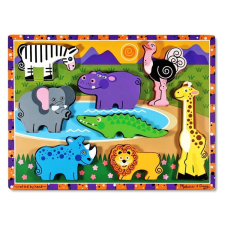 Melissa & Doug Dombornyomott fa szafari kirakós játék fajáték