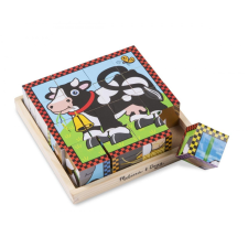 Melissa & Doug Fa készségfejlesztő játék, Kockakirakó, háziállatok puzzle, kirakós
