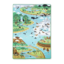 Melissa & Doug , játszószőnyeg 200x150 cm, állatok élőhelyei autópálya és játékautó