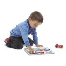 Melissa & Doug készségfejlesztő játék, könnyen megfogható puzzle, járművek puzzle, kirakós