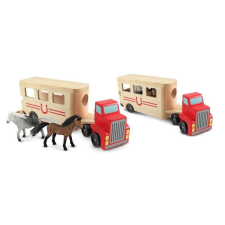 Melissa & Doug Lószállító teherautó pótkocsival autópálya és játékautó