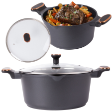  Mély fazék, tapadásmentes, indukciós, fedővel, 7L edény