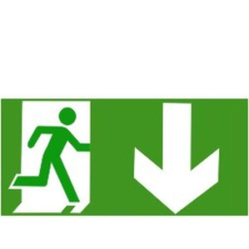  Menekülési út jobbra le információs tábla, állvány