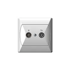 Mentavill TV, rádió aljzat, csillag, komplett (Akcent) fehér villanyszerelés