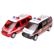 Mentő és rendőr kisbusz 12 cm autópálya és játékautó