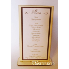  Menü fából, talpas dekorációs kellék