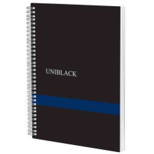 Mercaton A4-es notebook vonalakkal, spirális, Uniblack, 120f, 70gr, fekete-kék borítás füzet