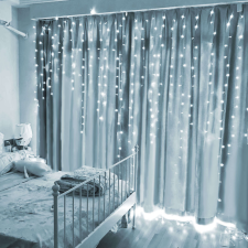 Mercaton Fényfüggöny - 100 LED - hideg fehér - IP44 - 2.2 m - 8 program karácsonyfa izzósor