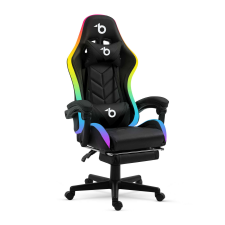 Mercaton RGB LED gamer szék - karfával, párnával - fekete forgószék