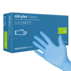Mercator Medical NITRYLEX classic púdermentes Nitrile kesztyű (méret: S, kék) 100db/doboz