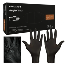 Mercator Medical Zrt Gumikesztyű Mercator Nitrylex nitril PÚDER NÉLKÜLI, FEKETE "XL" 100db/doboz, 10doboz/karton