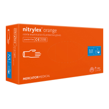 Mercator Nitrylex Orange púdermentes nitril vizsgálókesztyű narancssárga 100db védőkesztyű