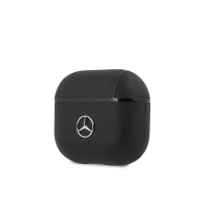 Mercedes Leather AirPods 3 bőr tok, fekete fülhallgató, fejhallgató tok