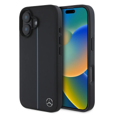 Mercedes Leather Blue Stripe MagSafe tok iPhone 16 készülékhez fekete (902764) tok és táska
