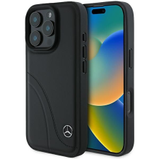 Mercedes MEHCP16L23RBCSK MB Curved Stitches Leather keménytok iPhone 16 Pro - fekete tok és táska