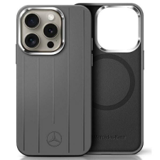 Mercedes MEHMP16X23SUVSA Silicone Vertical Tonal Stripes MagSafe-kompatibilis keménytok iPhone 16 Pro - szürke tok és táska