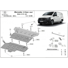  Mercedes V-Classe W447, 2014-2018 - Motor, váltó, hűtő és Stop&amp;Go védő lemez autóponyva