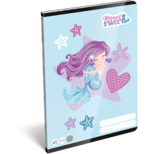 Mermaid tűzött füzet A/5, 40 lap vonalas, Sweet füzet