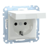  MERTEN 2P+F csatlakozóaljzat, biztonsági zsaluval, csapófedéllel, rugós, 16A, IP44, System-M, aktívfehér MEG2314-0325