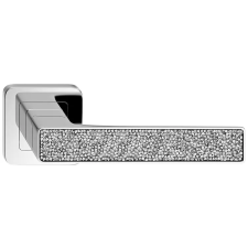 METAL-BUD DECO ajtókilincs kerek rozettás króm + GLAMOUR betét ezüst kristályokkal BB zár és alkatrészei