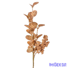  Metál glitteres almalevél bogyós ág 49cm - Arany dekorációs kellék