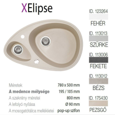 METALAC Elipse XGranit Pezsgő mosogató 780x500/195/105mm 175430 mosogatótálca