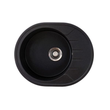 METALAC INKO oválný černý dřez s odkapem X Granit Venera M, 620 × 500 mm mosogatótálca