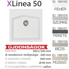 METALAC Linea 50 XGranit Fehér mosogató 500x500/200mm 189162 mosogatótálca