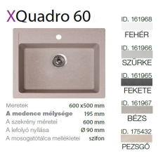 METALAC Quadro 60 XGranit Bézs mosogató 600x500/195mm 161967 mosogatótálca