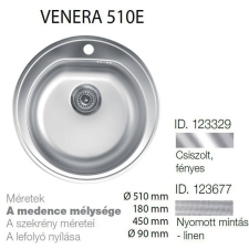 METALAC Venera 510E Inox mosogató 510mm-180mm 123329 mosogatótálca