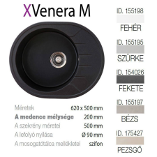 METALAC Venera M XGranit Fekete mosogató 620x500/200mm 154026 mosogatótálca