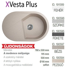 METALAC Vesta Plus XGranit Bézs mosogató 780x500/195mm 190597 mosogatótálca