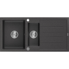 Mexen Andres  konyhai mosogató gránit 1,5 medence+csepegtetö+ pop up szifon  1000 x 500 mm, fekete köhatasu - 6515101510-76 1,5 medencés