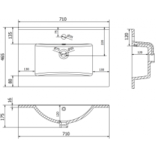 Mexen Atena részben munkalapba épített mosdó 70 x 46 cm, Fehér - 25017000 szaniter