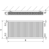 Mexen C22 lapradiátor 300 x 2000 mm, oldalsó csatlakozás, 1866 W, Fehér - W422-030-200-00